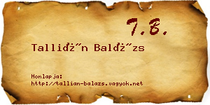 Tallián Balázs névjegykártya